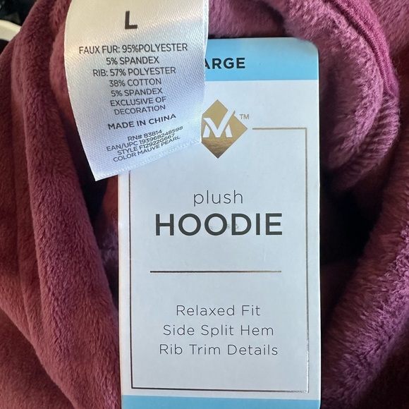 So soft Velour Plum colored Hoodie Large - Picture 3 of 3